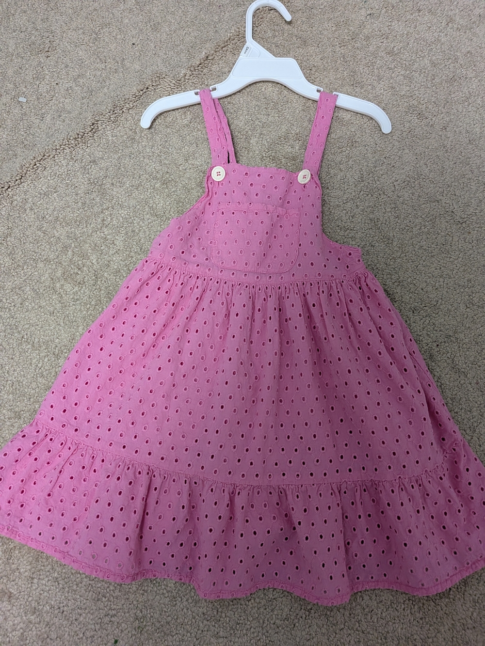 Girls Zara Pink Eyelet Pinafore Dress with Ruffle Hem